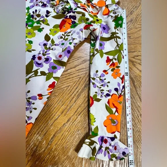 VINTAGE MOD 60s MCM botanical floral mini dress ruffle collar flare polyester‎ - Picture 9 of 10